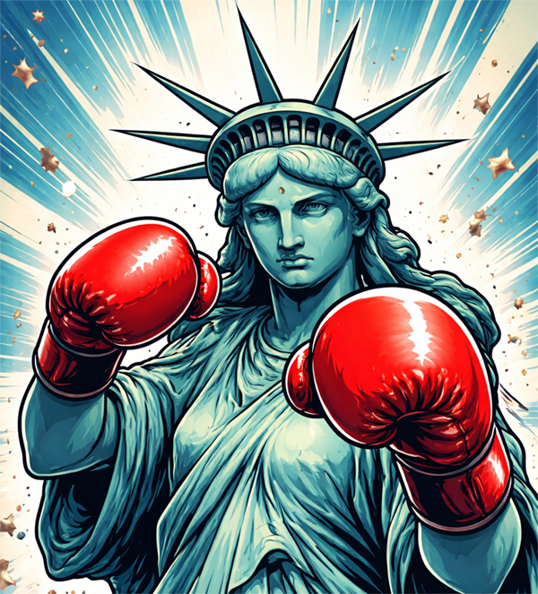 Lady Liberty fighting back.